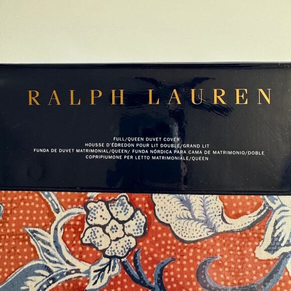 Ralph Lauren Luxury Mirabelle Full Queen Duvet Terracotta 92” x 96" NEW Preppy - Picture 5 of 9